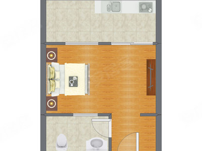 1室0厅 30.05平米户型图