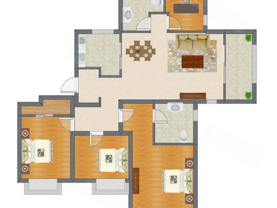 4室2厅 144.00平米户型图