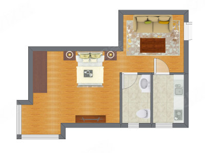 1室0厅 55.02平米户型图