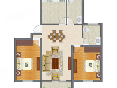 2室2厅 119.54平米户型图