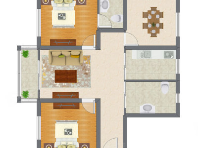 2室2厅 108.60平米户型图