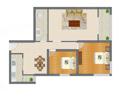 2室2厅 110.22平米户型图