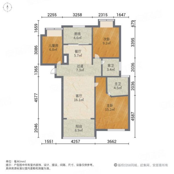 玉虹理想城3室2厅2卫143㎡南北72.6万