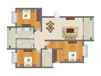 3室2厅 131.16平米户型图