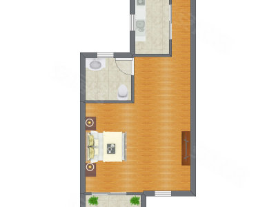 1室1厅 48.00平米户型图