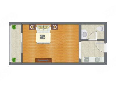 1室0厅 45.29平米户型图