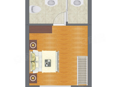 1室2厅 29.12平米户型图