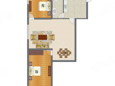 2室2厅 93.49平米户型图