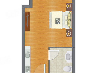 1室0厅 22.33平米户型图