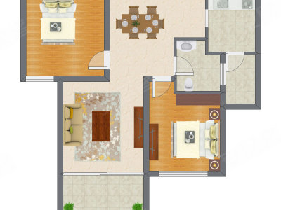 2室2厅 85.53平米户型图