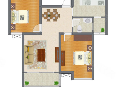 2室2厅 76.72平米户型图