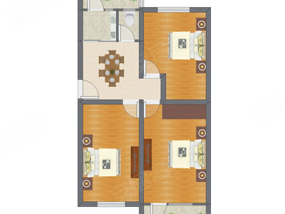 3室1厅 89.40平米户型图