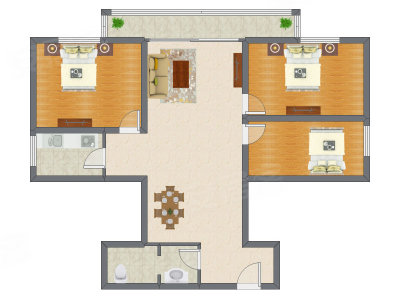3室2厅 89.12平米