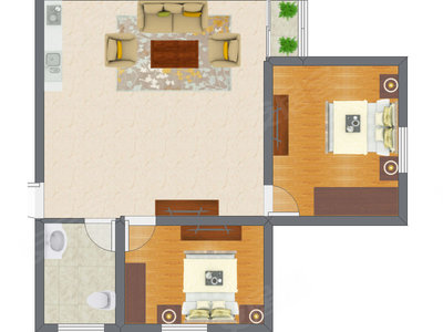 2室1厅 60.16平米
