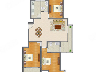 3室2厅 131.67平米户型图