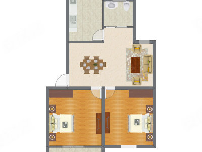 2室2厅 72.78平米户型图