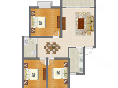 3室2厅 89.93平米户型图