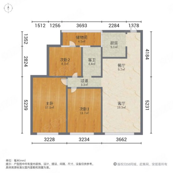 天一御龙湾3室2厅2卫107㎡南北79.8万