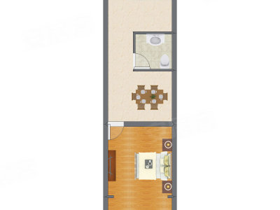 1室1厅 47.00平米