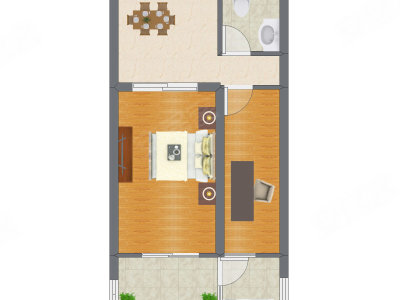 2室1厅 52.23平米