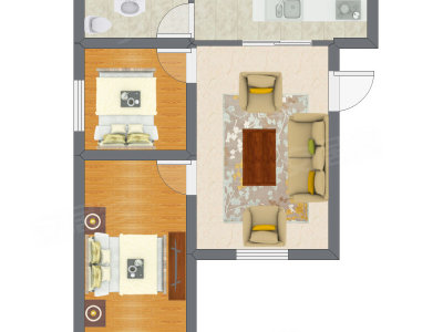 2室1厅 35.99平米户型图