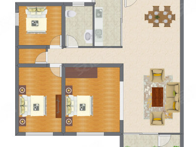 3室2厅 109.90平米户型图