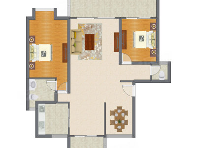 2室2厅 139.68平米户型图