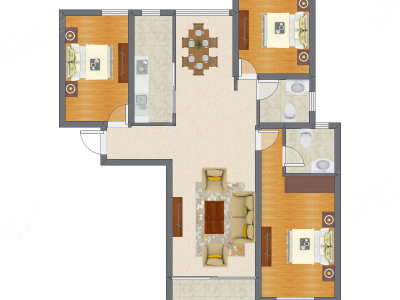 3室2厅 94.49平米户型图