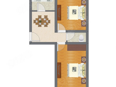2室1厅 55.72平米