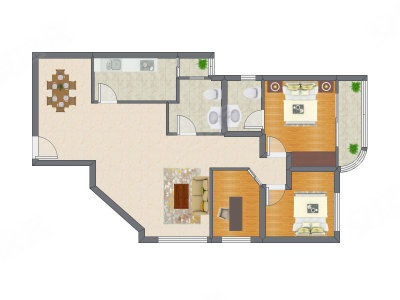 3室2厅 121.71平米户型图
