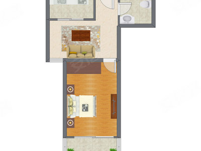1室1厅 64.00平米户型图