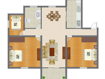 3室2厅 124.88平米