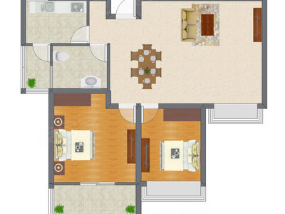2室2厅 76.05平米