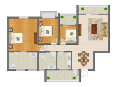 3室2厅 99.55平米