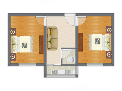 2室1厅 53.52平米户型图