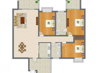 3室2厅 162.83平米户型图