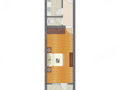 1室1厅 40.58平米户型图