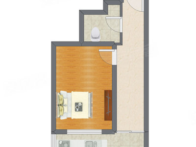 1室1厅 49.41平米户型图