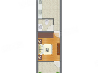 1室1厅 41.80平米户型图