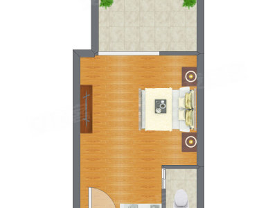 1室0厅 45.38平米户型图