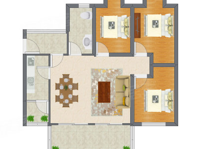 3室2厅 95.47平米户型图