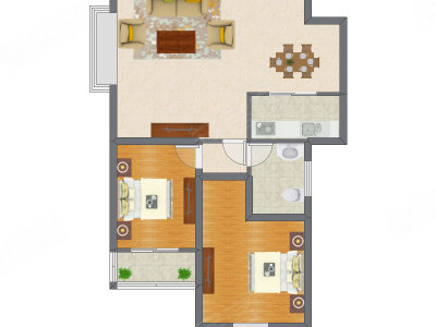 2室2厅 78.64平米户型图