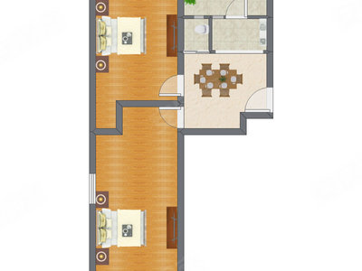 2室1厅 66.26平米户型图