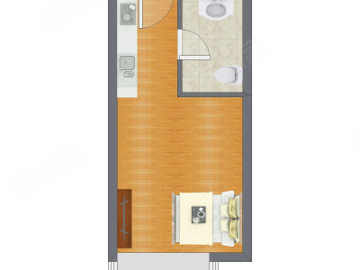 1室0厅 36.86平米户型图
