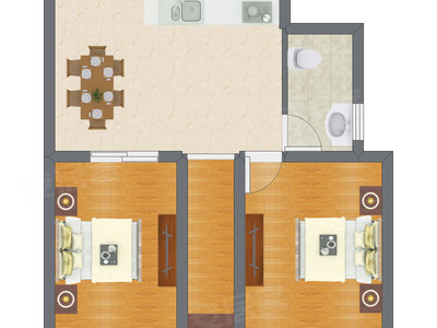 2室1厅 87.12平米