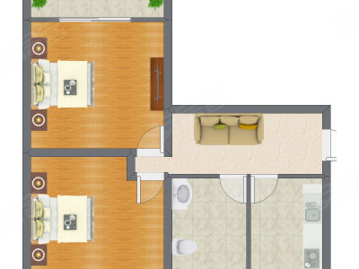 2室1厅 54.17平米