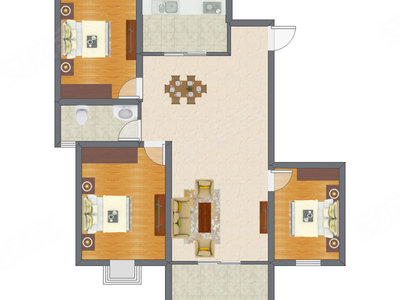 3室2厅 83.90平米