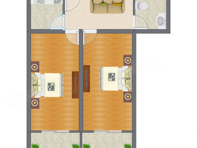 2室1厅 73.50平米