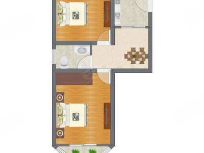 2室1厅 69.90平米户型图