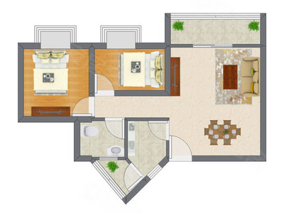 2室2厅 80.16平米户型图